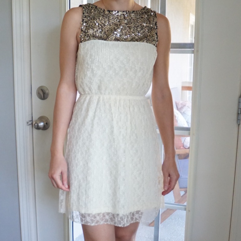 Mimi Chica White with Sequin Cocktail Dress